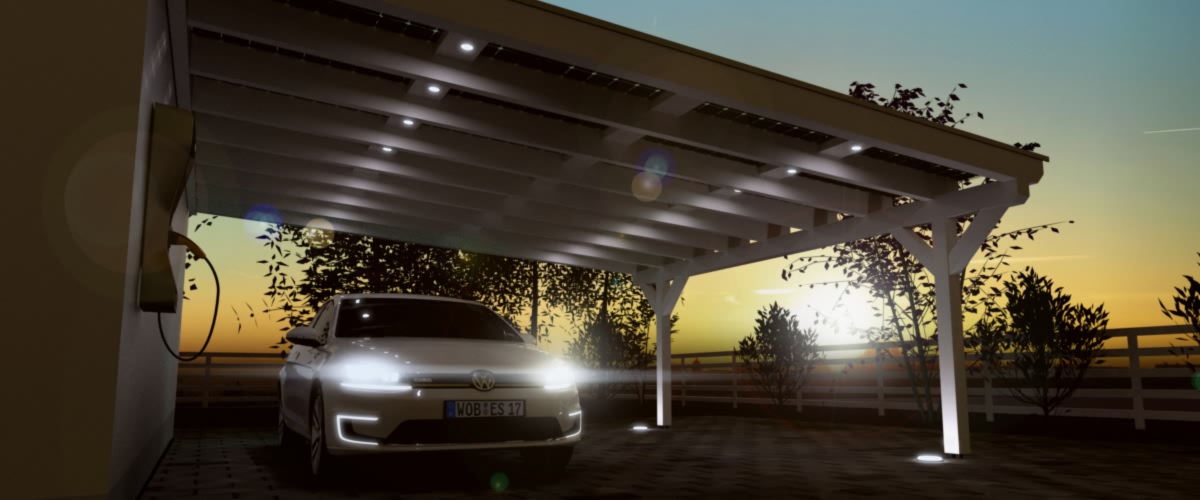 Carport Solar Pultdach mit LEDs