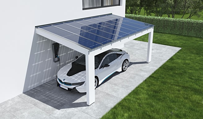 Solarcarport Anbau Leimholz modern