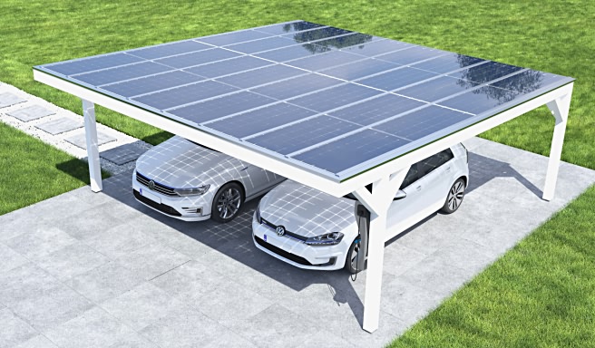 Doppelcarport mit Photovoltaik freistehend klassisch