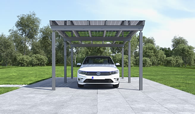 Solar Carport freistehend Stahl / Leimholz