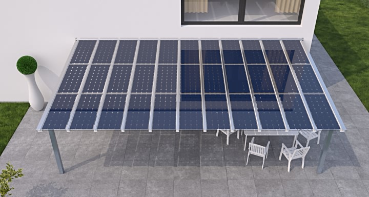 Solaranlage Terrassenüberdachung Stahl